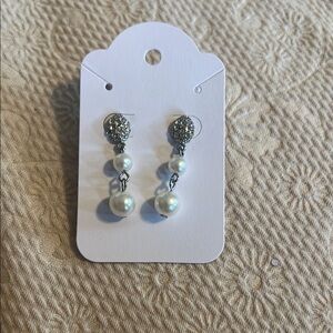 Silver and Pearl Dangle Earrings